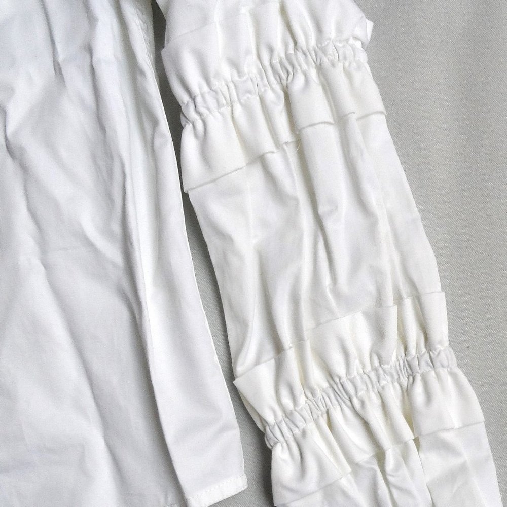 NWT$295 Alexis Ruffled Long Sleeve Button Up Shirt Poplin Cotton Blouse Top Sz S - Picture 6 of 12